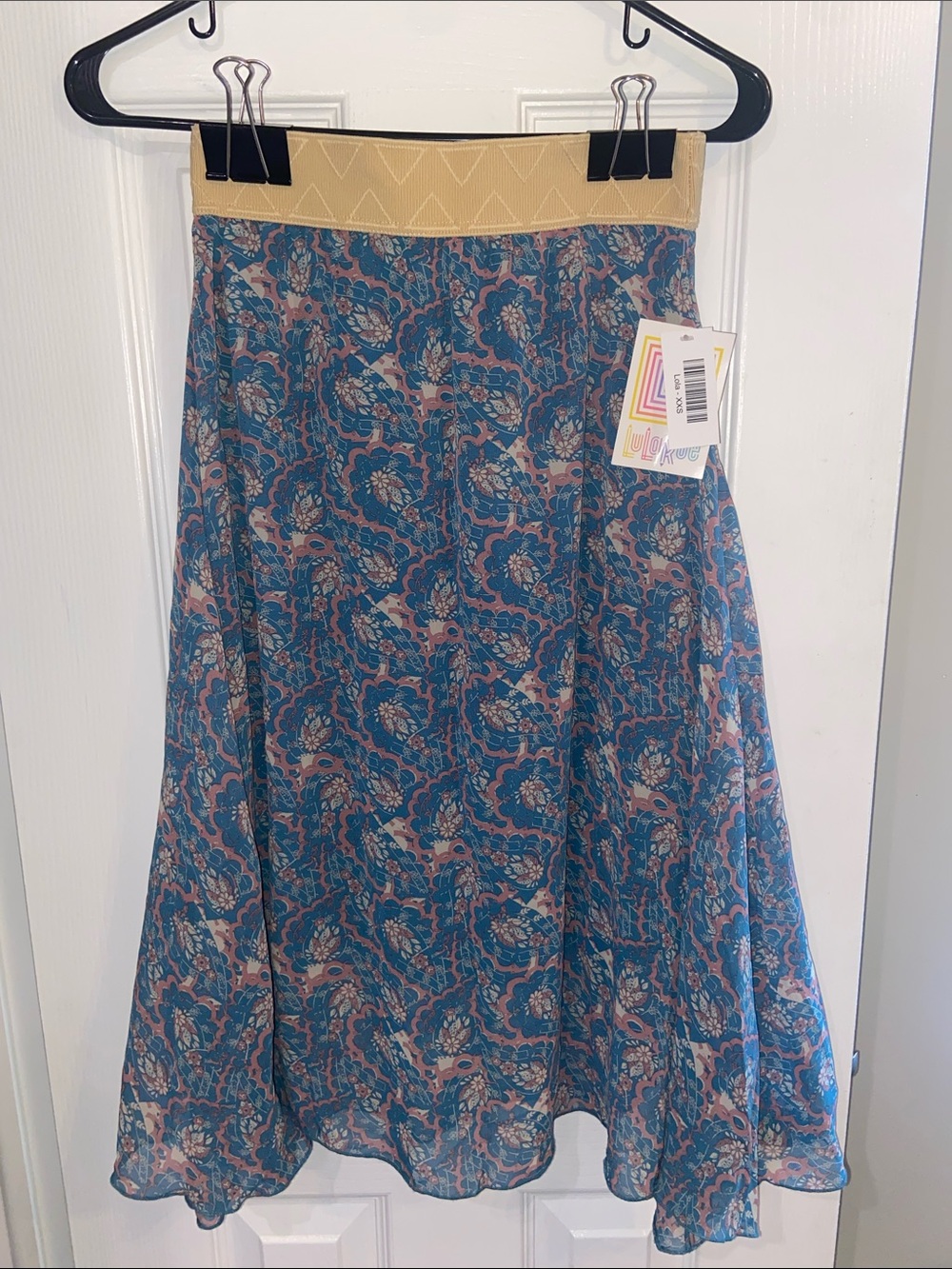 LuLaRoe XXS Blue Paisley Flare Skirt NWT